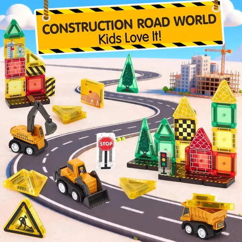 Vista 3 de hahaland Mini azulejos magnéticos juguetes de construcción de viaje con Ingeniería