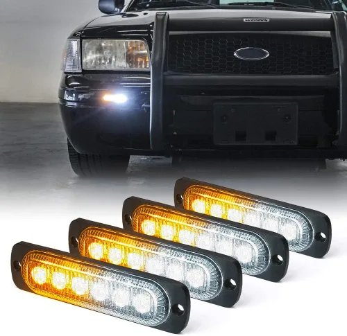Vista 16 de Xprite 10 luces LED estroboscópicas de emergencia, ámbar de 12 luces LED estroboscópicas intermitentes, función de sincronización, luz de parrilla