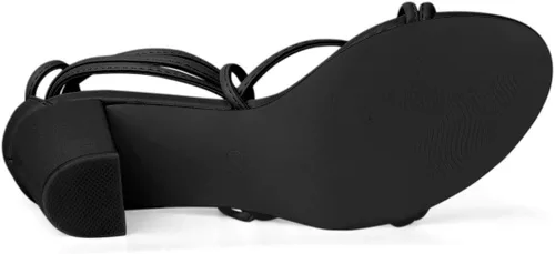 Vista 6 de Allegra K - Sandalias de tacón grueso con tiras delgadas para mujer