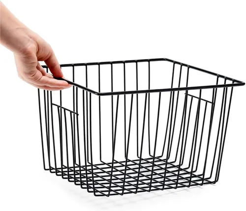 Vista 6 de SANNO - Canasta rústica organizadora, de alambre, para almacenamiento en congelador o refrigerador, abierta con asas, para gabinete, alacena