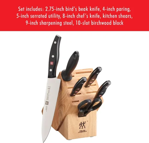 Vista 11 de ZWILLING Twin Signature - Juego de cuchillos alemanes de 7 piezas con bloque, afilados, producidos en fábrica propia, acero de fórmula especial