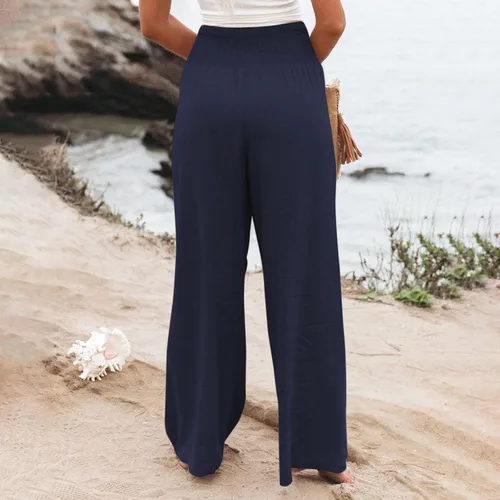 Vista 7 de SHAOBGE Pantalones de yoga para mujer, casuales, holgados, de pierna ancha, cómodos, para yoga, pantalones deportivos de cintura alta con bolsillo