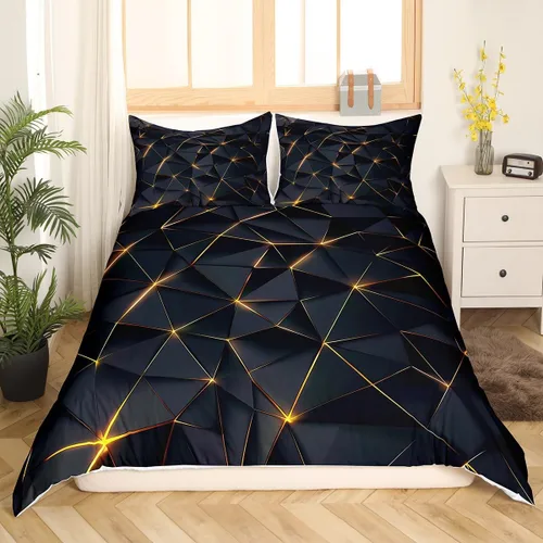 Vista 13 de Funda de edredón de panal para niños, hombres y niñas, juego de ropa de cama moderno con temática geométrica hexagonal, diseño de cuadrícula