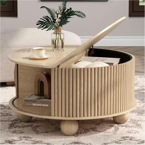 Vista 20 de Mesa de centro elevable con almacenamiento, mesa central negra de 32 pulgadas para sala de estar, mesa de comedor cuadrada con patas de madera maciza
