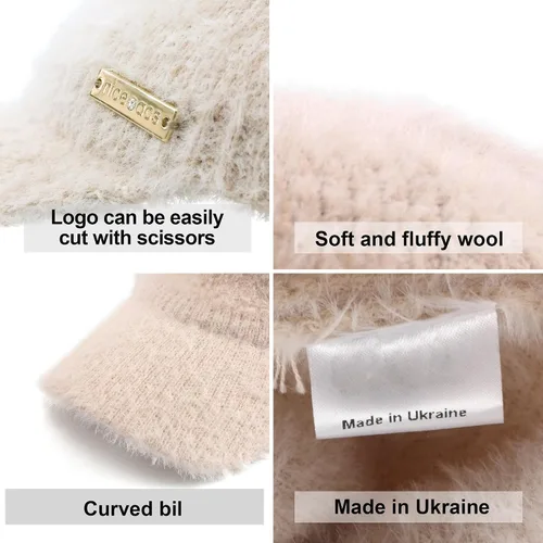Vista 4 de Beanie Visor - Gorro de punto de lana de invierno para mujer con ala - Gorra de punto con visera