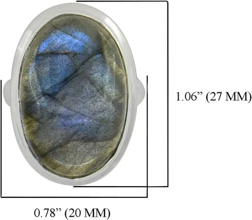 Vista 6 de YoTreasure Anillo de plata de ley 925 maciza de labradorita de 0.630 x 0.945in, Metal Metal Piedra preciosa, labradorita