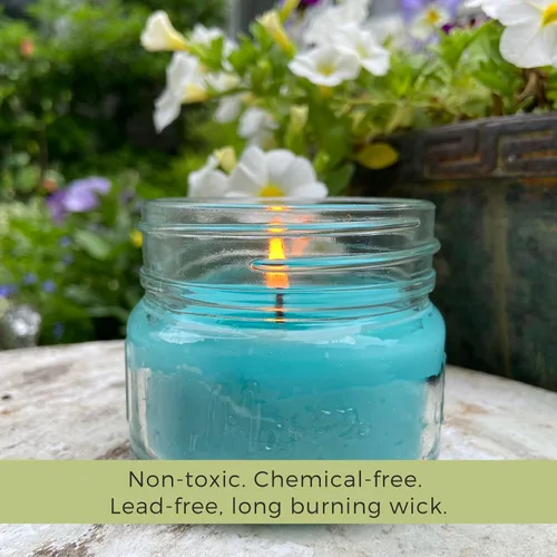 Vista 4 de Velas con aceites esenciales – Fabricado en Estados Unidos – (juego de 3) para patio, terraza, uso en exteriores o interiores – Todo natural, velas