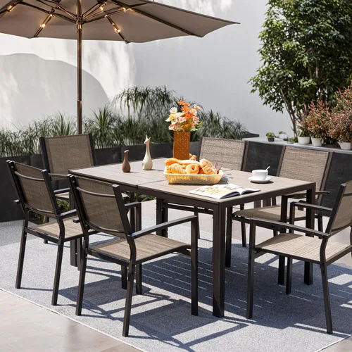 Vista 6 de GUNJI Mesa de comedor rectangular de 59 pulgadas para 6 personas, mesa de comedor de madera con patas de metal para comedor, sala de estar