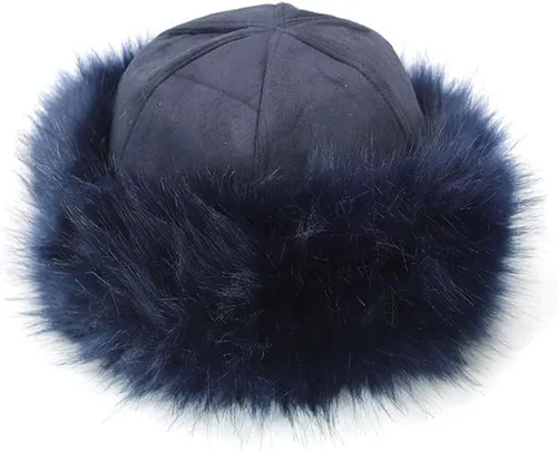 Vista 4 de Gorro de piel sintética para invierno, gorro de nieve, estilo ruso, cálido
