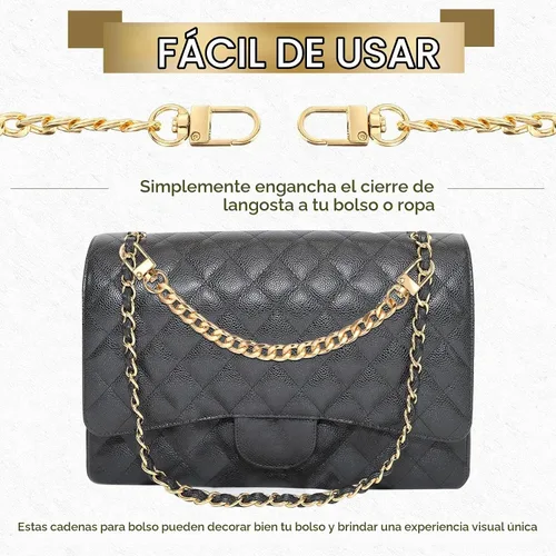 Vista 4 de 4 correas de cadena para bolso de 7.9 pulgadas, accesorios de cadenas para bolso, extensor de bolso plano, correas de repuesto para hombro con 24