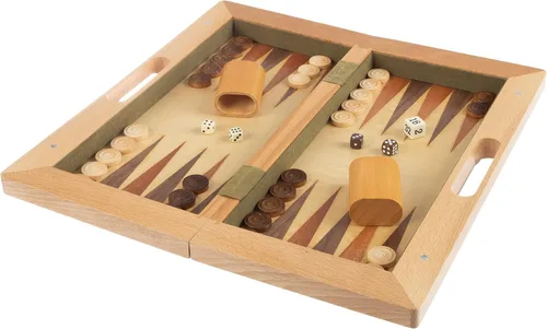 Vista 10 de Ajedrez, Checker y Backgammon de madera deluxe Set, color café