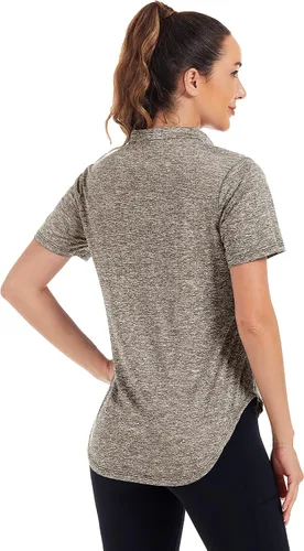Vista 5 de Stiehiok Camisetas de gimnasio de manga corta para mujer, camisetas de entrenamiento de secado rápido, camisetas atléticas de yoga y golf