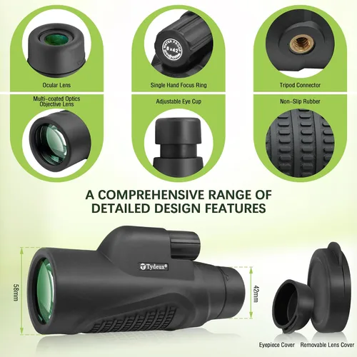 Vista 4 de Telescopio monocular impermeable 8x42 Prisma K9, para viajes, vida silvestre, observación de aves, caza, camping