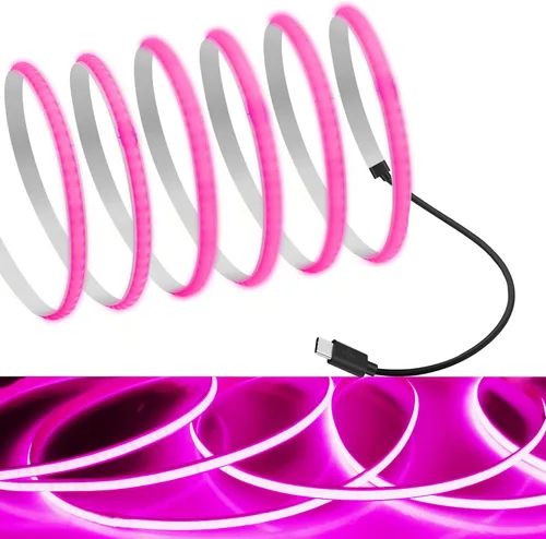 Vista 8 de MDee Tira de luces LED tipo C COB de 1.64 pies/1.6 ft - Flexible 0.197 in Oculta DC 5V Cinta LED con 320 LEDs/m para iluminación cálida (2700 K).