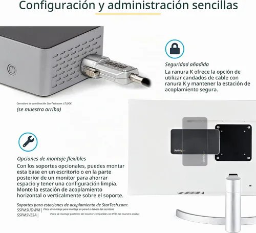 Vista 8 de StarTech - Base USB-C Quad 4K, MacBook Pro/Air M1-M4 y Windows, 100 W, HDMI