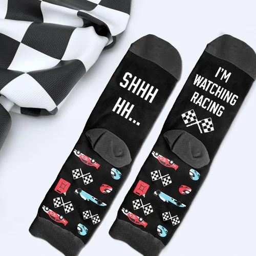 Vista 5 de VICRAZY F1 Racing Car, calcetines deportivos para hombres y mujeres, regalos de Fórmula 1, calcetines de carreras, rellenos de calcetines