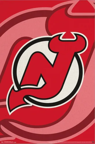 Vista 2 de Trends International NHL New Jersey Devils - Póster de pared con logotipo 14, 14.72 x 22.37 pulgadas, lienzo estirado