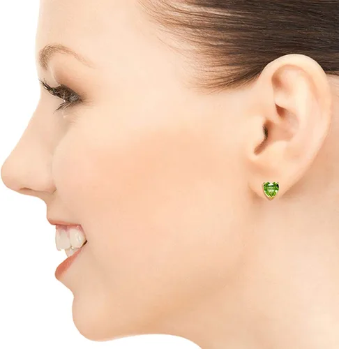 Vista 2 de Galaxy Gold GG Pendientes de oro amarillo de 14 quilates con forma de corazón natural