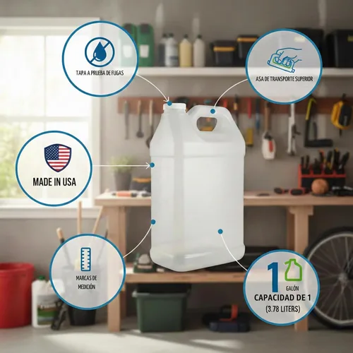 Vista 4 de kitchentoolz Jarra de 1 galón con tapa, jarra de plástico HDPE estilo F resistente para agua potable, campamento, almacenamiento de emergencia