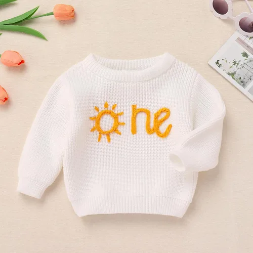 Vista 117 de Suéter de primer cumpleaños para bebés y niñas de un año de edad, sesión de fotos, otoño e invierno