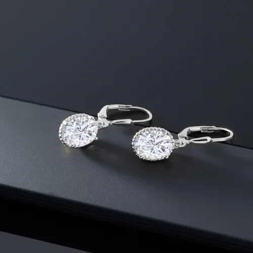 Vista 40 de Gem Stone King Aretes colgantes de gota para mujer, plata de ley 925, piedra natal ovalada de 0.354 x 0.276 in, joyería fina, regalos para ella