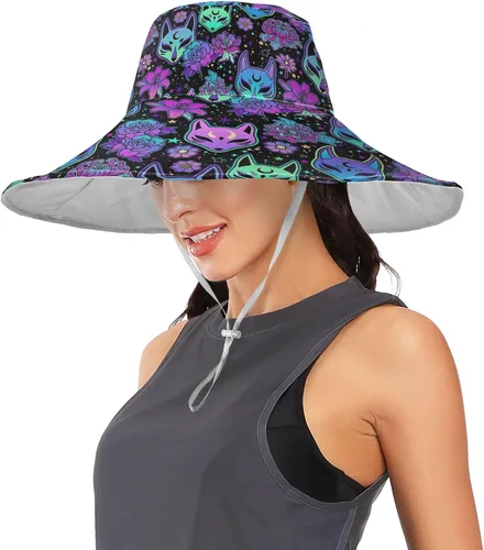 Vista 2 de MNSRUU Wide Brim Hats Skull Sun Hat Packable Sun Visors Floppy Summer Beach Hat for UV Protection