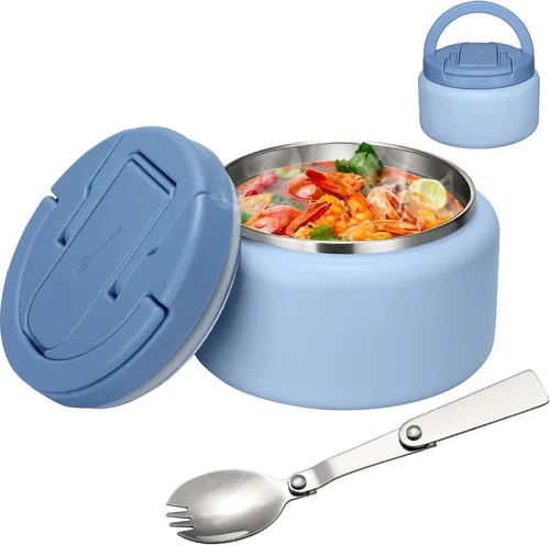 Vista 20 de BABHAMNESS Termo de sopa de 13.5 onzas para comida caliente para niños, recipiente aislado al vacío con tapa de hebilla, boca ancha, a prueba