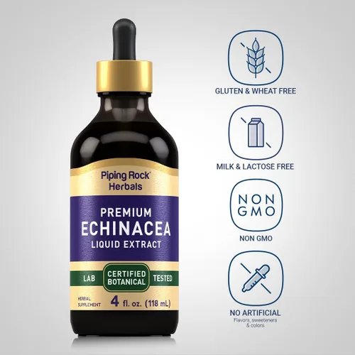 Vista 3 de Piping Rock Gotas de equinácea 4 onzas líquidas Tintura de extracto líquido Hierba botánica premium Suplemento vegetariano Sin alcohol