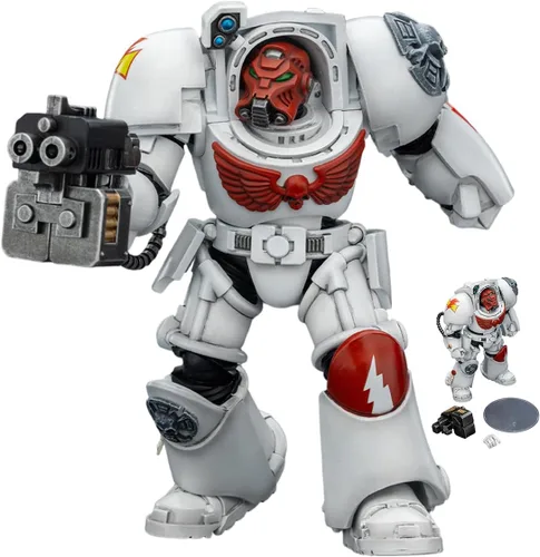 Vista 33 de JOYTOY Black Templars Warhammer 40k 1/18 Figura de acción Black Templars Terminator 1 con espada de poder y bolter de tormenta, regalos