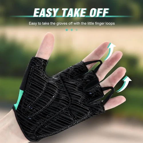 Vista 3 de Guantes de ciclismo para hombres y mujeres con almohadilla antideslizante que absorbe los golpes, peso ligero, ajuste agradable, guantes