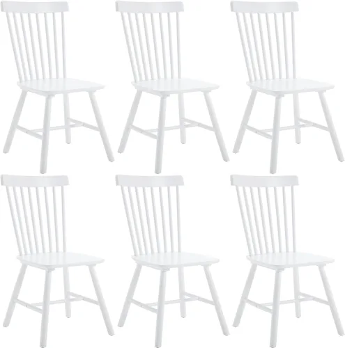 Vista 8 de Kmax Juego de 4 sillas de comedor vintage, sillas Windsor con patas de madera maciza, estilo campestre, nogal Nuez
