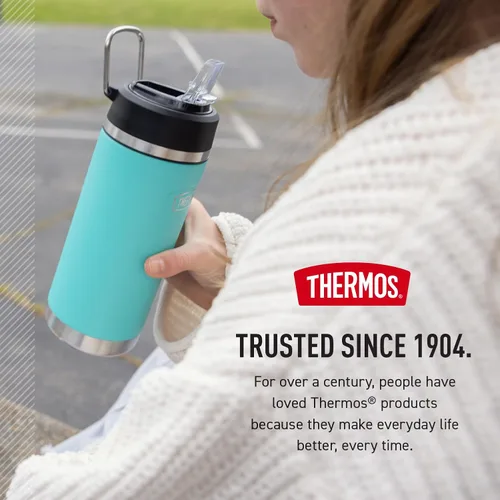 Vista 8 de THERMOS ICON SERIES - Botella de agua aislada con tapa con popote, 18 onzas, rosa intenso, botella de agua aislada al vacío de acero inoxidable