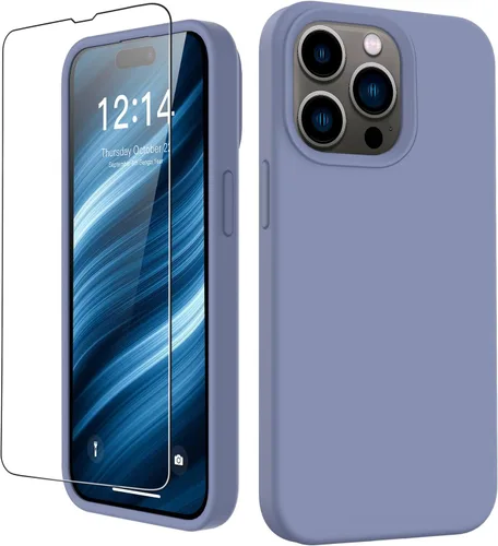 Vista 22 de FUNMIKO Funda compatible con iPhone 15 con protector de pantalla, silicona líquida suave y sedosa mejorada, diseñada a la moda para hombres, mujeres