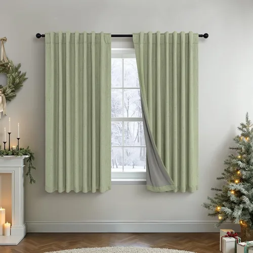 Vista 29 de Pitalk Cortinas cortas 100% opacas de lino para cafetería, 40 pulgadas de largo, 2 paneles, cortinas de puerta francesa para ventana, cortina