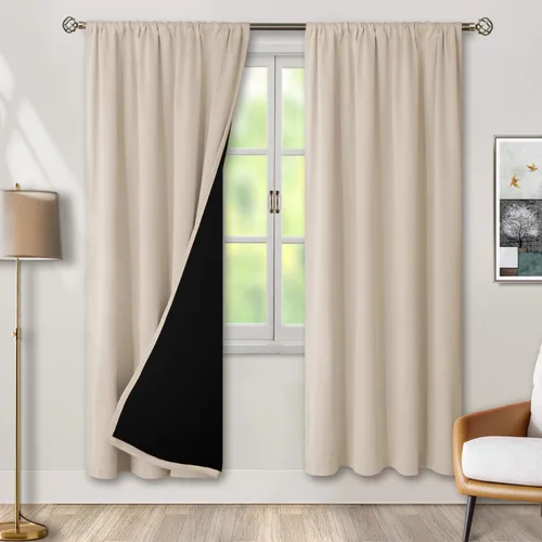 Vista 122 de BGment - Cortinas opacas para sala de estar de 63 pulgadas de largo, juego de 2 paneles, cortinas para oscurecer toda la habitación, cortinas