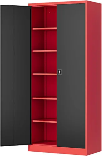 Vista 22 de Fesbos Armario de almacenamiento de metal, archivadores de acero de 36 pulgadas de alto con puertas con cerradura y estantes ajustables, gabinete
