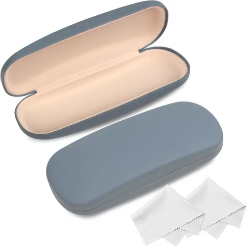 Vista 10 de Estuche para gafas Joyberg, paquete de 2 estuches para gafas con paño de limpieza, estuche para gafas de carcasa rígida que se adapta a la mayoría