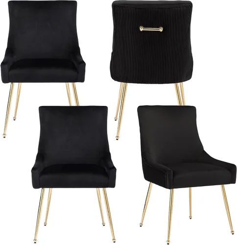 Vista 19 de adochr Juego de 2 sillas de comedor de terciopelo con patas de metal dorado 2-Azul oscuro