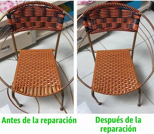 Vista 7 de Queenbox Ratán sintético plano de 0.3 pulgadas x 196.9 pies, material de reparación de silla de mimbre de plástico sólido para muebles de mesa
