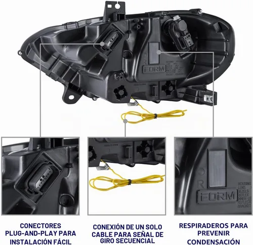 Vista 6 de Form Lighting – Faros delanteros secuenciales LED compatibles con Ford Mustang 2018-2023 (par)