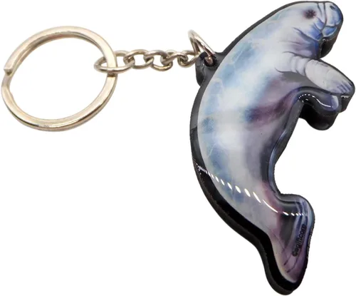 Vista 3 de Westmon Works Manatee - Llavero acrílico con anillo de metal para mamá y ternera Florida Souvenir, Multi