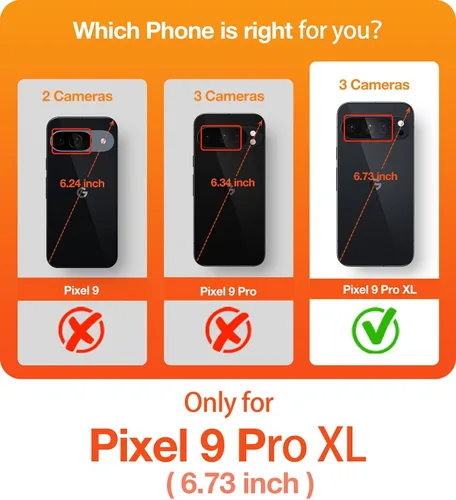 Vista 9 de TORRAS Soporte magnético giratorio de 360 grados para funda de Google Pixel 9 Pro XL, protección contra caídas de grado militar de 12 pies