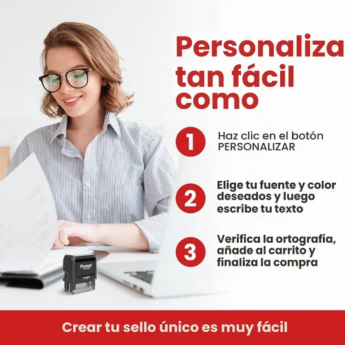 Vista 6 de Promot Sello autoentintado - Sello de goma personalizado de hasta 3 líneas