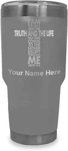Vista 39 de LaserGram Vaso aislado al vacío de 20 onzas, versículo de la Biblia John 14-6, grabado personalizado incluido (negro) Engraved Gift for Christian