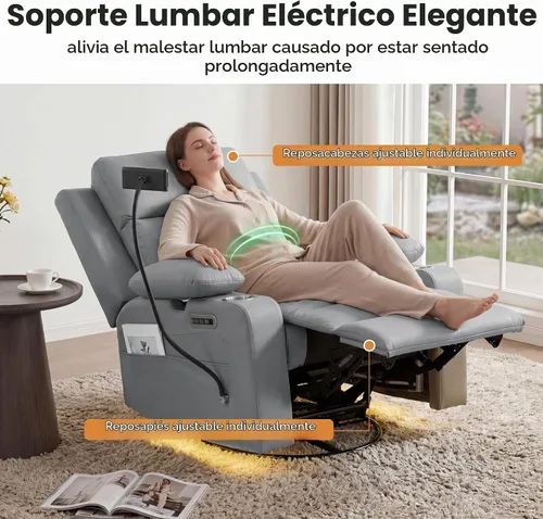 Vista 3 de FiveWillowise Mecedora eléctrica para guardería con reposabrazos ajustables Gris