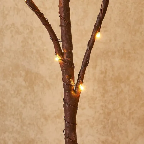 Vista 3 de Birchlitland - Ramas iluminadas marrones de 32 pulgadas, 100 luces LED con temporizador que funcionan con baterías, rama de árbol artificial