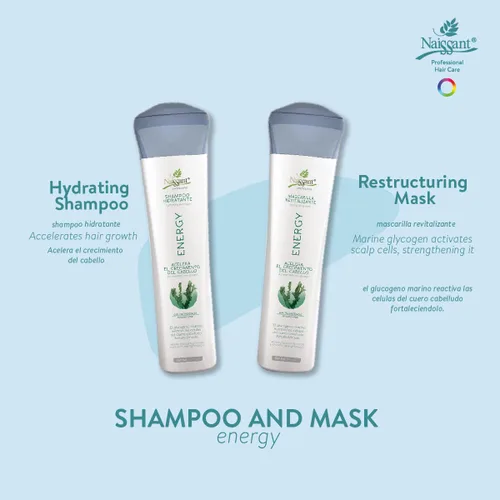 Vista 2 de Naissant Energy Set Tratamiento y champú Acelerador del crecimiento del cabello y fortalecedor para cabello teñido Enriquecido con glucógeno