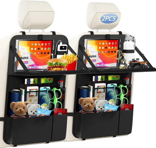 Vista 8 de KaiCross Organizador de asiento trasero de automóvil con bandeja plegable mejorada, organizador de asiento de automóvil para niños, accesorios