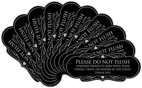 Vista 53 de Signs ByLITA Designer Please Do Not Flush Etiqutte Letrero (negro) - Pequeño 1 paquete