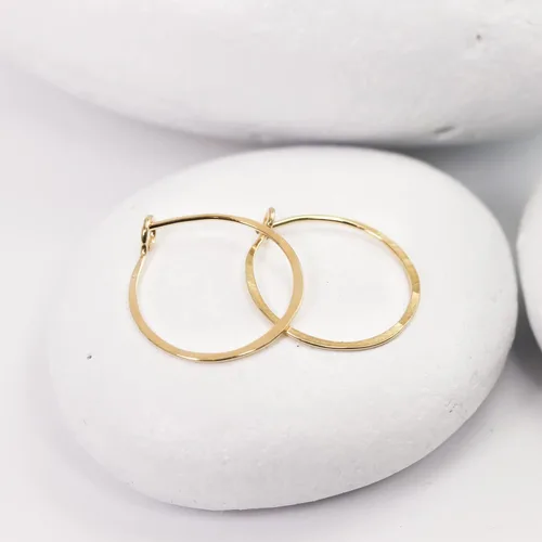Vista 84 de Aretes de aro finos martillados, elegantes plata esterlina geométrica sólida, relleno de oro y relleno de oro rosa; para mujer por Lotus Stone